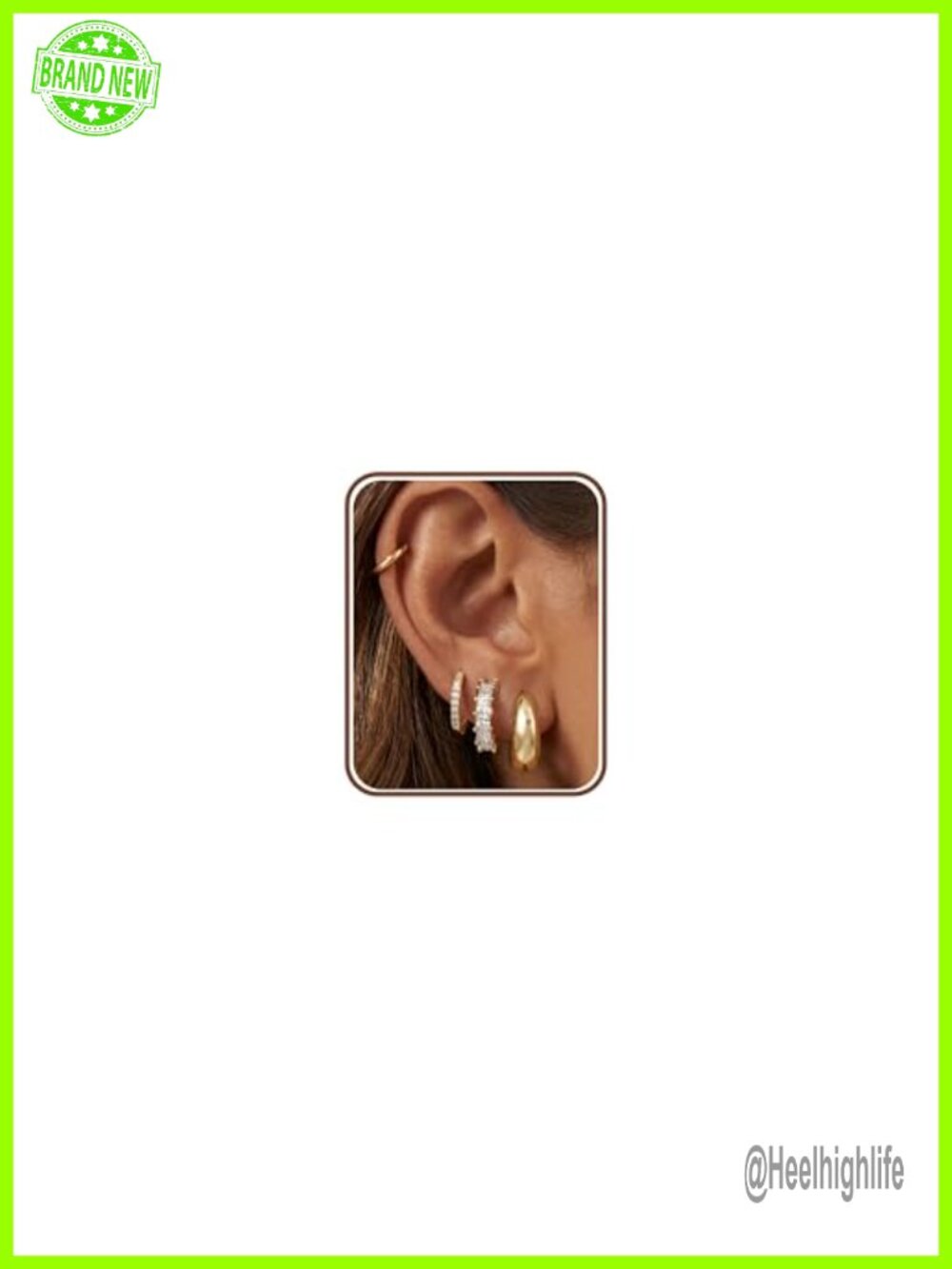 14K Gold Plated Chunky Hoop Earrings Hypoallergenic Huggie Set